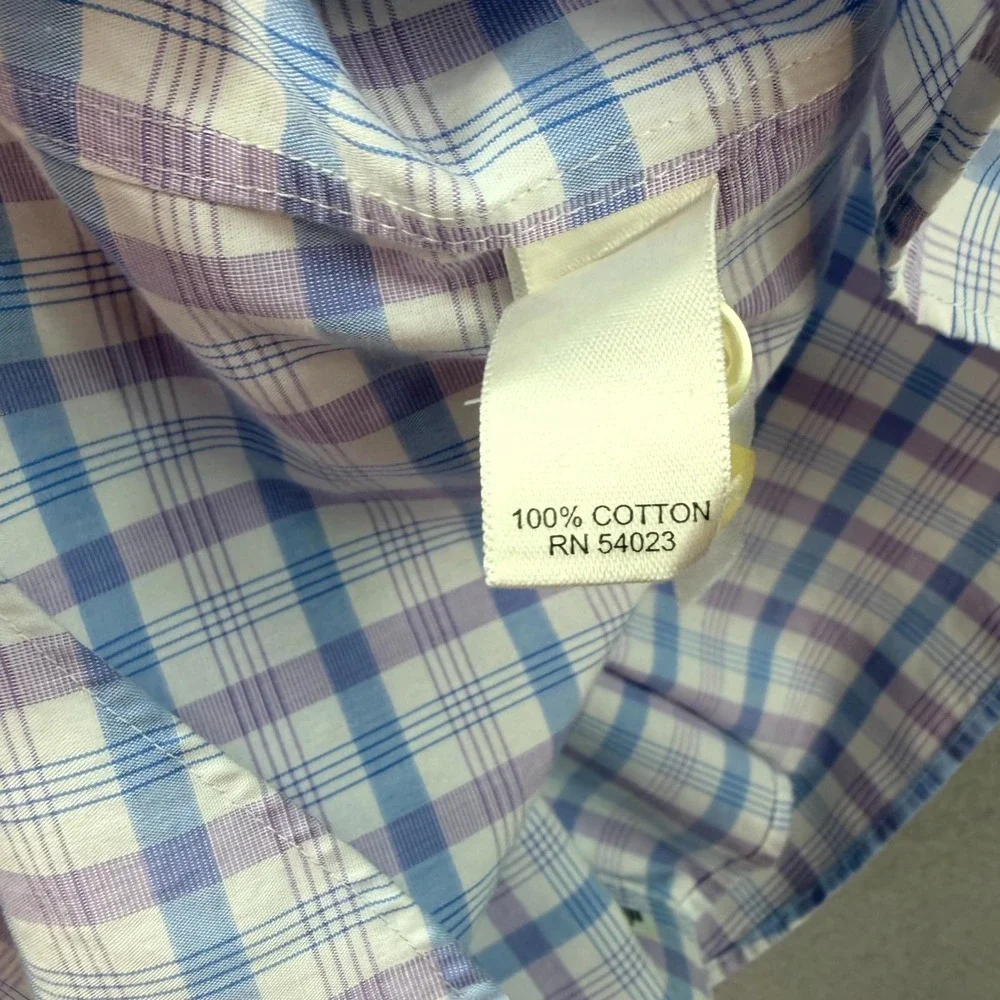 Banana Republic Shirt Mens XL Check Plaid Non-Iron Tailored Slim‎ Fit Button Up